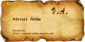 Várnai Ádám névjegykártya